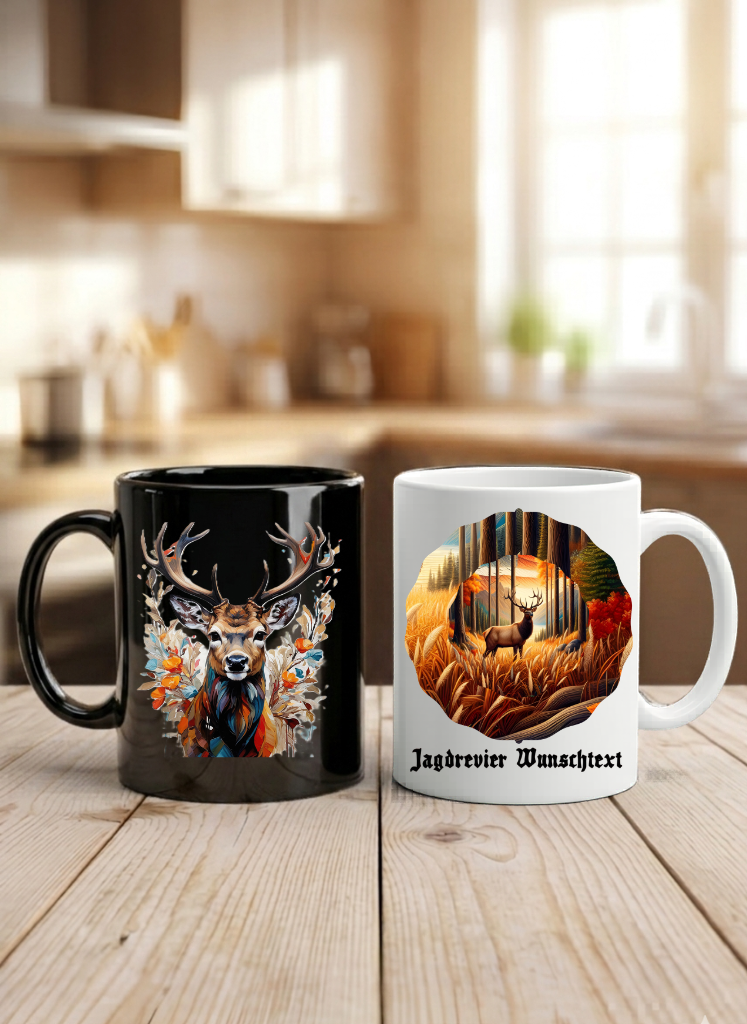 Tasse Hirsch Personalisiert Name Jagd Revier Geschenk Jäger Natur Kaffeetasse