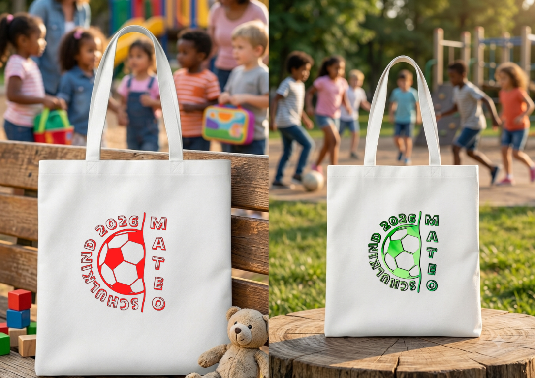 Tasche Schulkind Einschulung Fußball Personalisiert mit Name Jungen Mädchen Geschenk