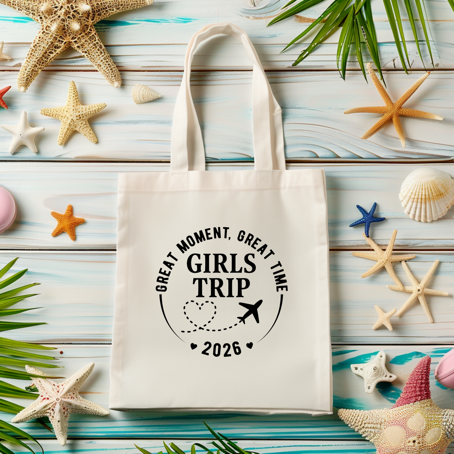 Girls Trip 2026 Stofftasche, Besties Jutebeutel Mädelsurlaub, Baumwolltasche JGA Team Braut, Strandtasche Geschenk beste Freundin