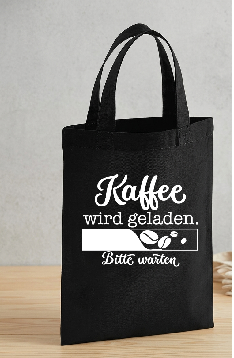 Kleine Geschenktasche Kaffee, Mini Baumwolltasche lustig, Mitbringsel Kaffeeliebhaber, Kaffeegeschenk Beutel Stoff