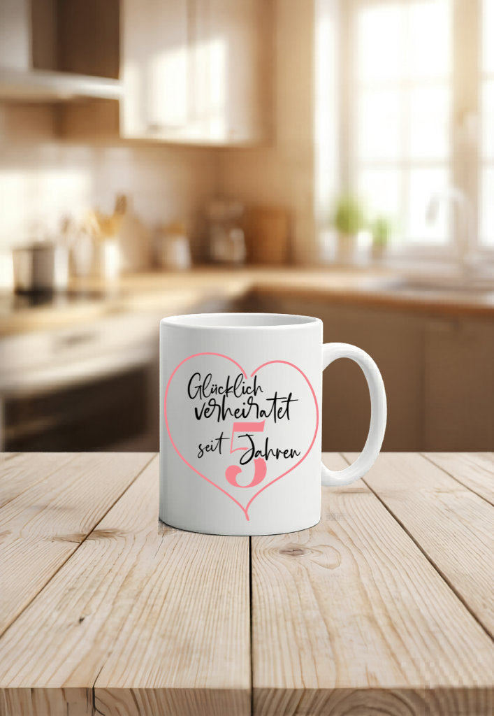Tasse Glücklich verheiratet, Hochzeitstag Geschenk, Kaffeetasse Jahrestag Silberne Goldene Hochzeit, Personalisiert Name Datum