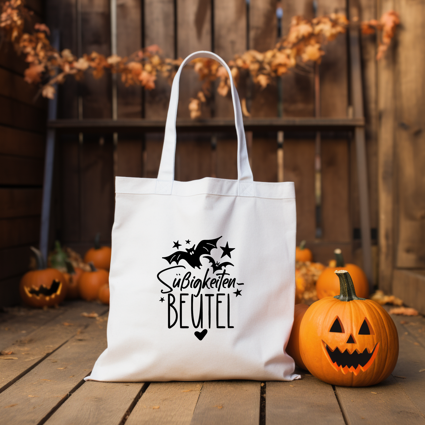 Halloween Tasche mit Name personalisiert, Suessigkeiten Beutel Kinder, Suesses oder Saures Stofftasche Orange