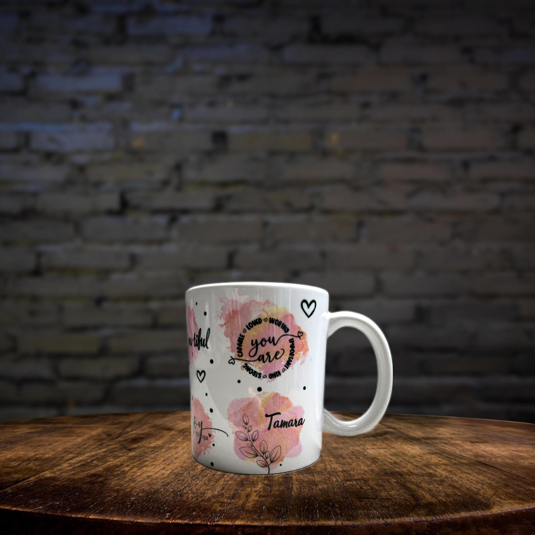 Keramiktasse personalisiert Name individuell, Liebe Selbstliebe, Daily Reminder, Besonders, Einzigartiges Design, Spruchtasse, Kaffeetasse, Teetasse, Becher