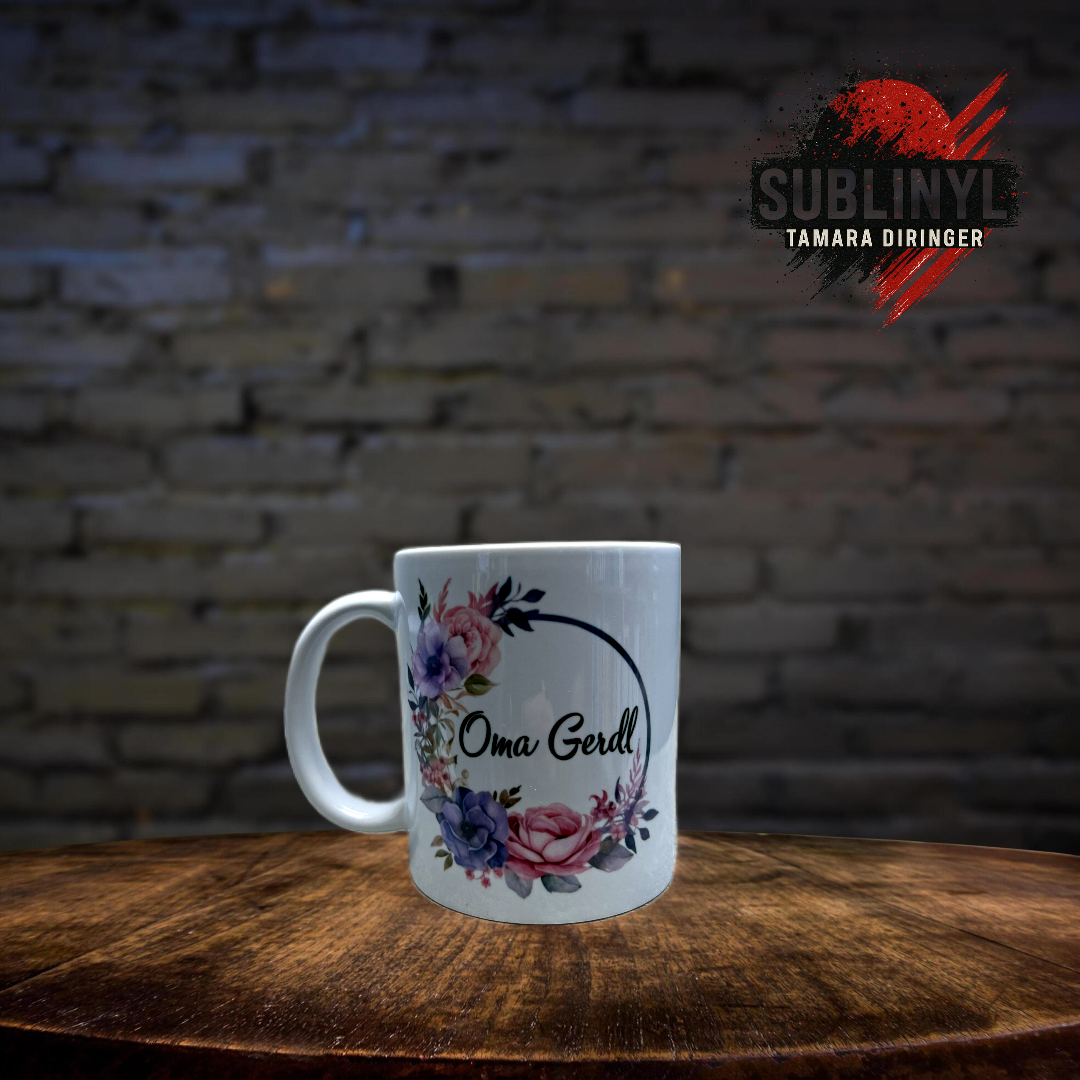 Schön das es dich gibt Kaffeetasse, Teetasse, personalisiert, Blumentasse, Geschenk, Aufmerksamkeit, Tasse, Flower, Freundin, Oma