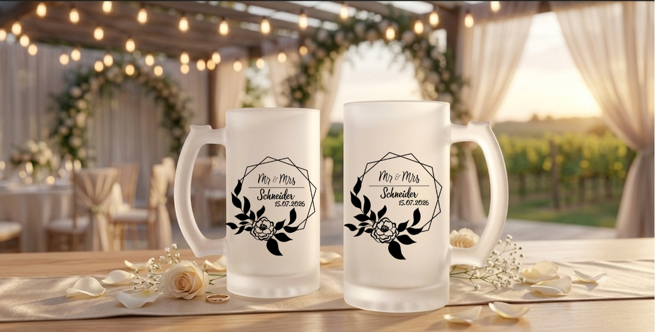 Bierkrug Personalisiert Hochzeit Geschenk Mr Mrs Bierglas Name Datum