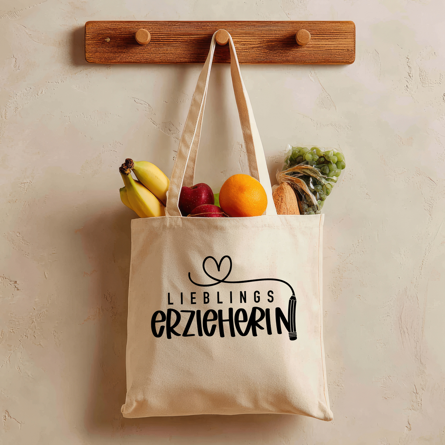Stofftasche Lieblingserzieherin, Geschenk Kindergarten Erzieherin Danke, Baumwolltasche Kita Abschied, Jutebeutel Natural