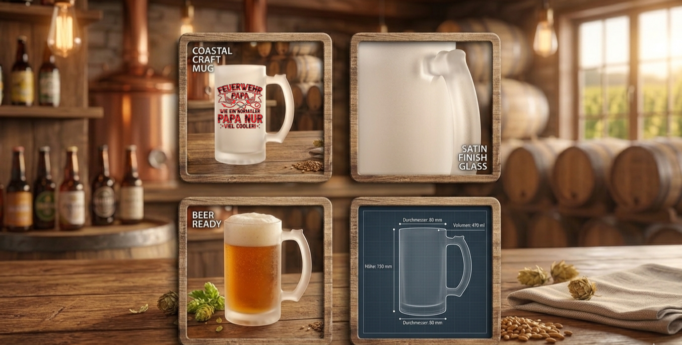 Bierkrug Glas satiniert Feuerwehr, Geschenk für Papa Geburtstag, Ehrenamt Feuerwehr Mann, Lustiges Biergeschenk, Humpen mit Spruch,Feuerwehr