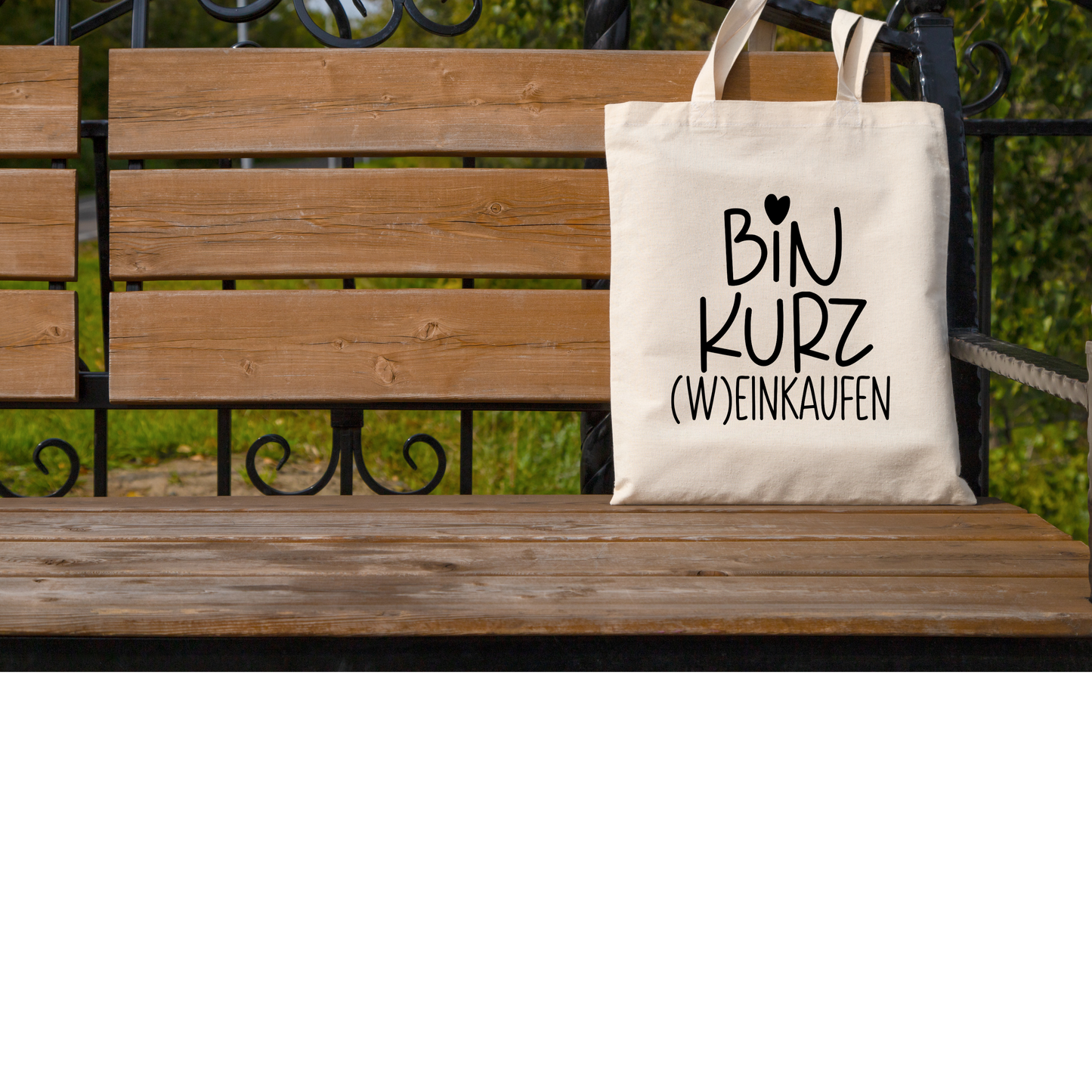 Tragetasche Bin kurz einkaufen, Wein Spruch Stoffbeutel, Shopper Tasche lustig, Geschenk beste Freundin Geburtstag Baumwolle modern