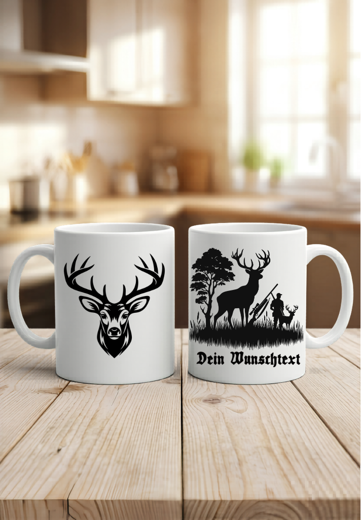 Hirsch Tasse Personalisiert Name Geschenk Jäger Wildschwein Keiler Wild