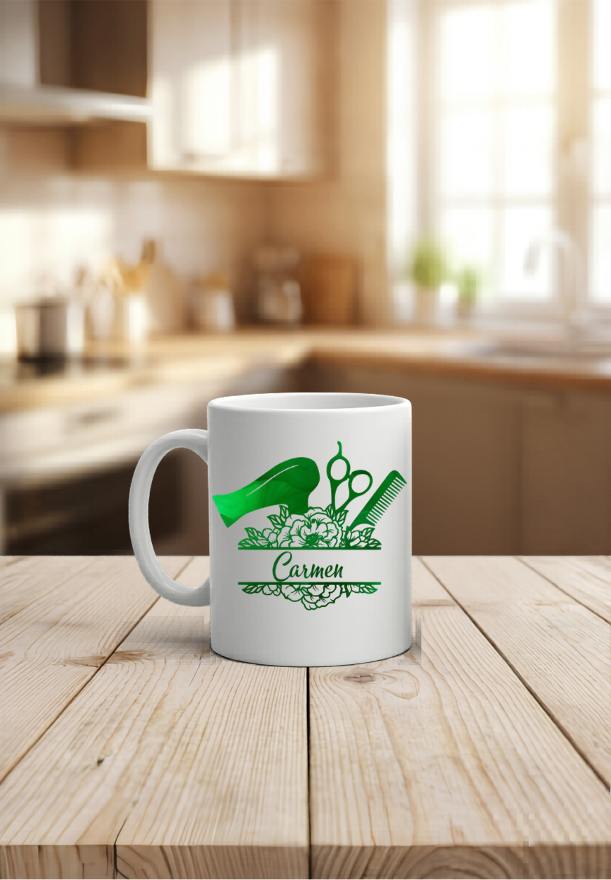 Personalisiert Friseur Tasse mit Name Geschenk Friseurin Friseursalon