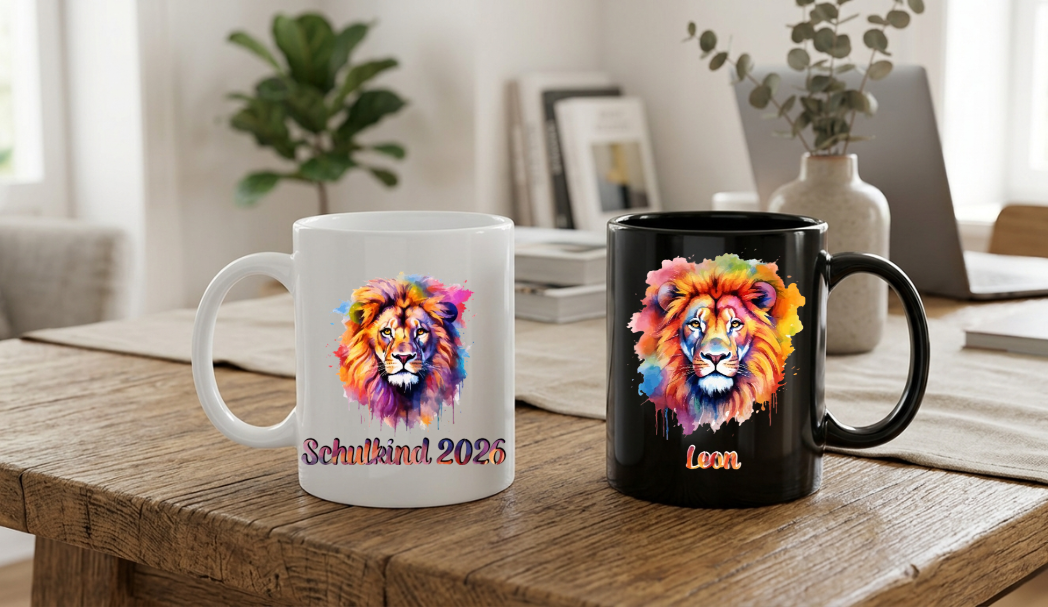 Tasse Schulkind Löwe Personalisiert Einschulung Geschenk Name Bunt 2026