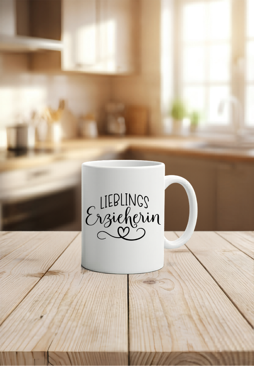 Lieblingserzieherin Tasse personalisiert, Abschiedsgeschenk Kindergarten, Danke Erzieherin Geschenk, Kaffeetasse Name, Kita Abschied