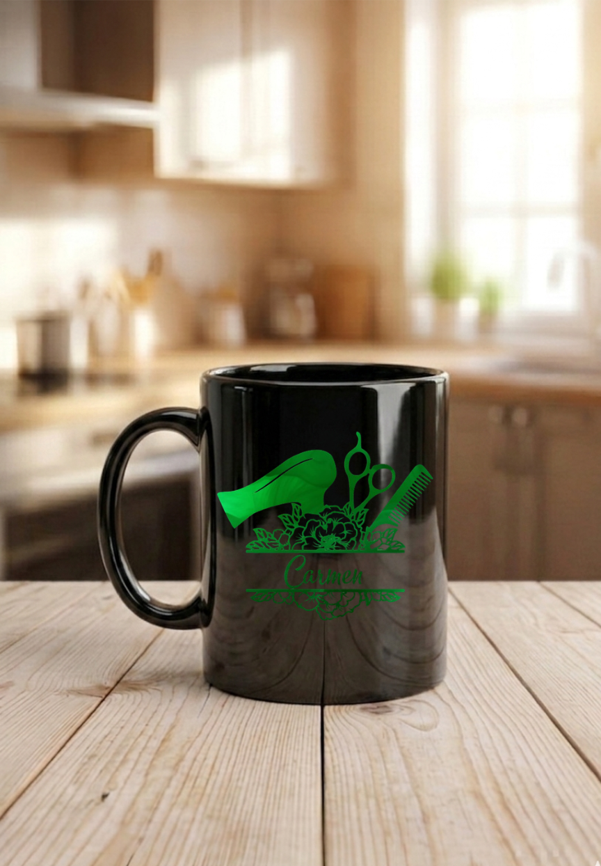 Friseur Tasse Geschenk personalisiert mit Name, Danke Geschenk Salon, Friseurin Abschied, Red Edition auch in Schwarz erhältlich!