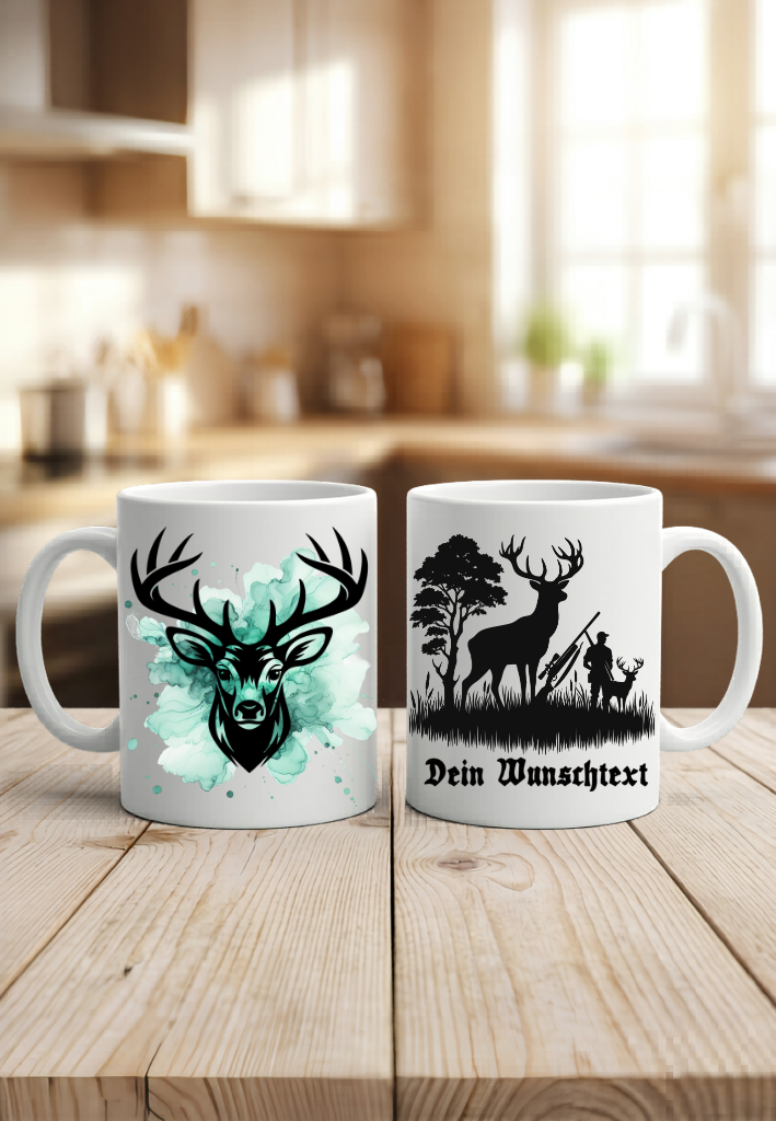 Hirsch Tasse Personalisiert Name Geschenk Jäger Wildschwein Keiler Wild