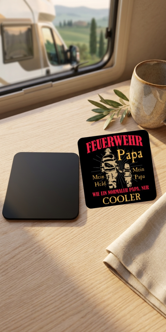 Feuerwehr Papa Untersetzer, Geschenk für Papa Feuerwehrmann, Glasuntersetzer witzig cooler Papa, Untersetzer Vatertag, Tischdeko Bar