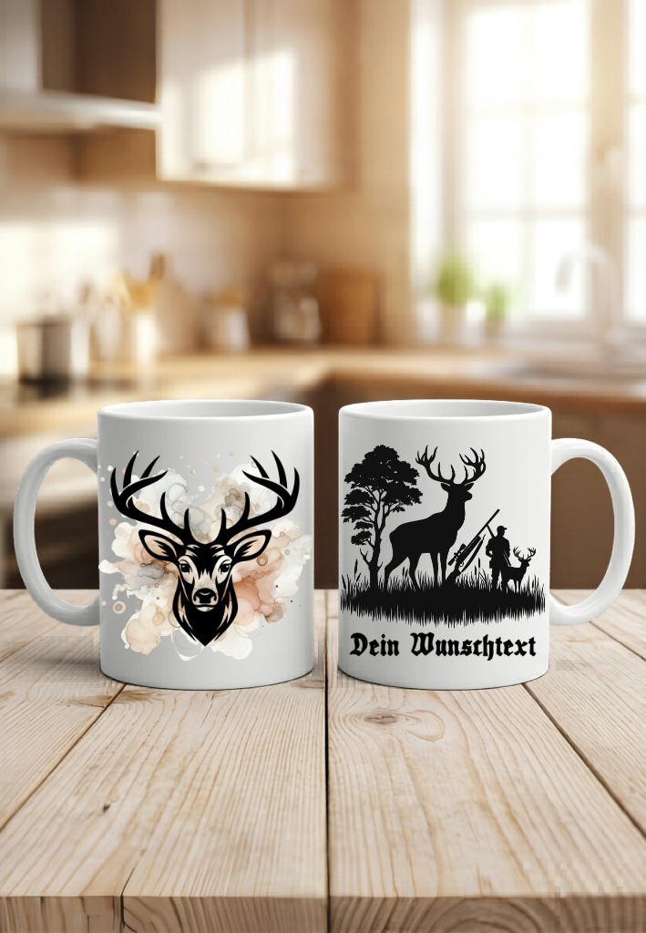 Hirsch Tasse Personalisiert Name Geschenk Jäger Wildschwein Keiler Wild