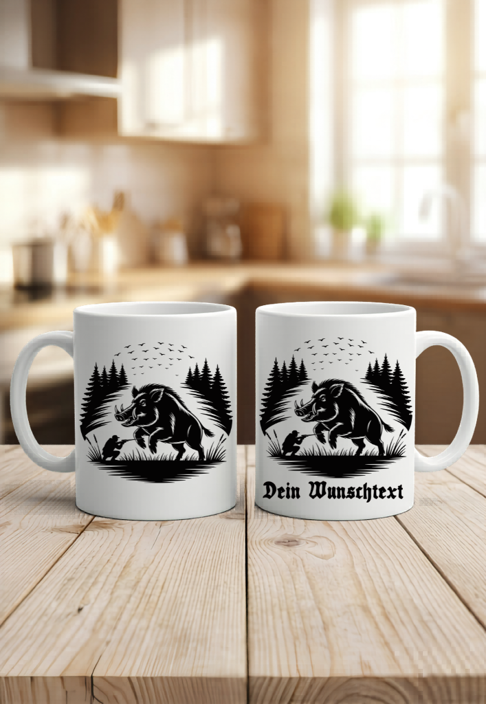Hirsch Tasse Personalisiert Name Geschenk Jäger Wildschwein Keiler Wild