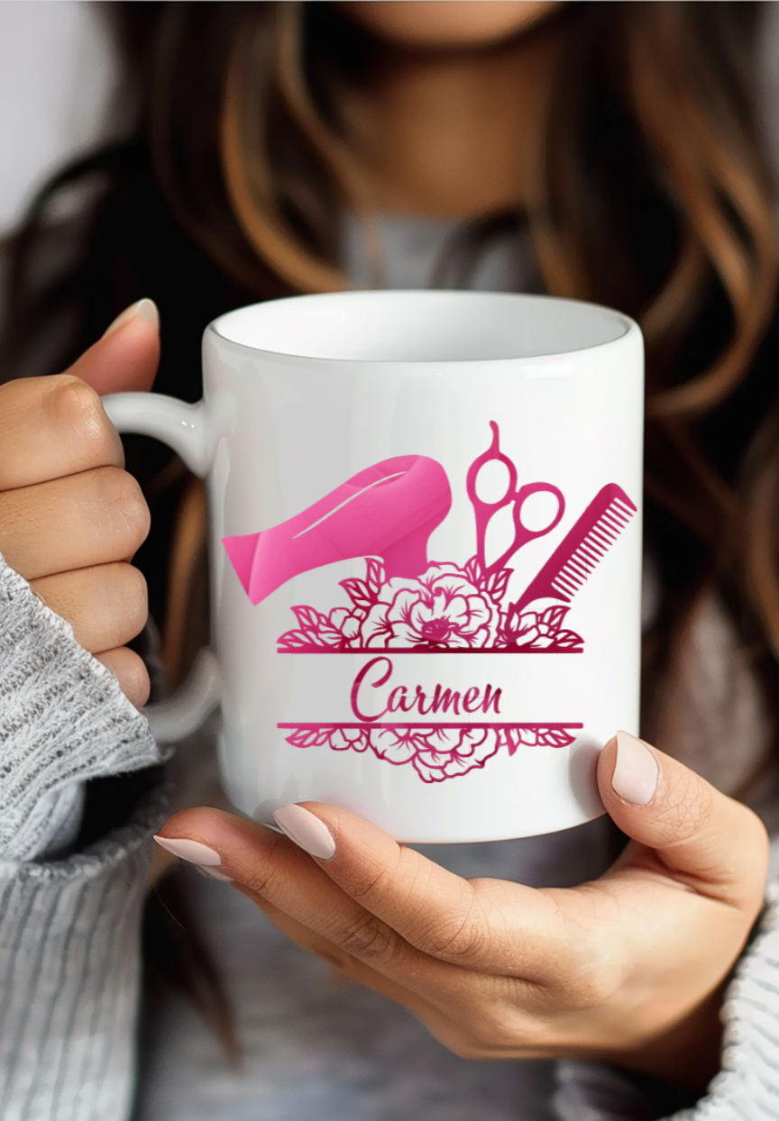 Personalisiert Friseur Tasse mit Name Geschenk Friseurin Friseursalon