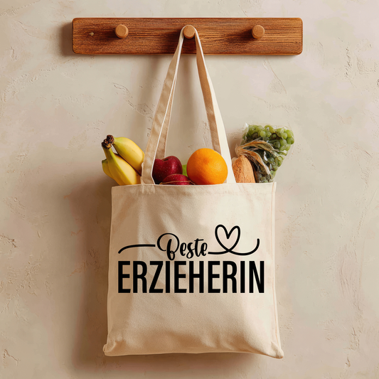 Erzieherin Geschenk Danke, Baumwolltasche Abschied Kindergarten, Jutebeutel Lieblingserzieherin, Stofftasche Danke sagen natur