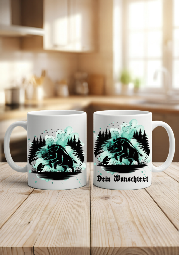 Hirsch Tasse Personalisiert Name Geschenk Jäger Wildschwein Keiler Wild