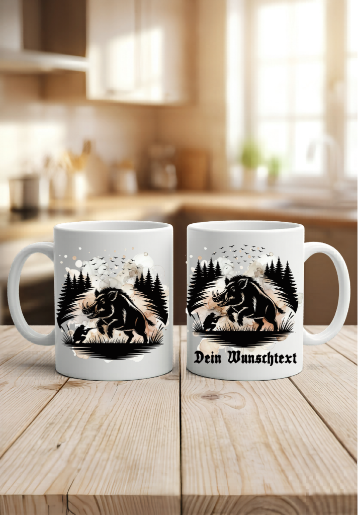Hirsch Tasse Personalisiert Name Geschenk Jäger Wildschwein Keiler Wild