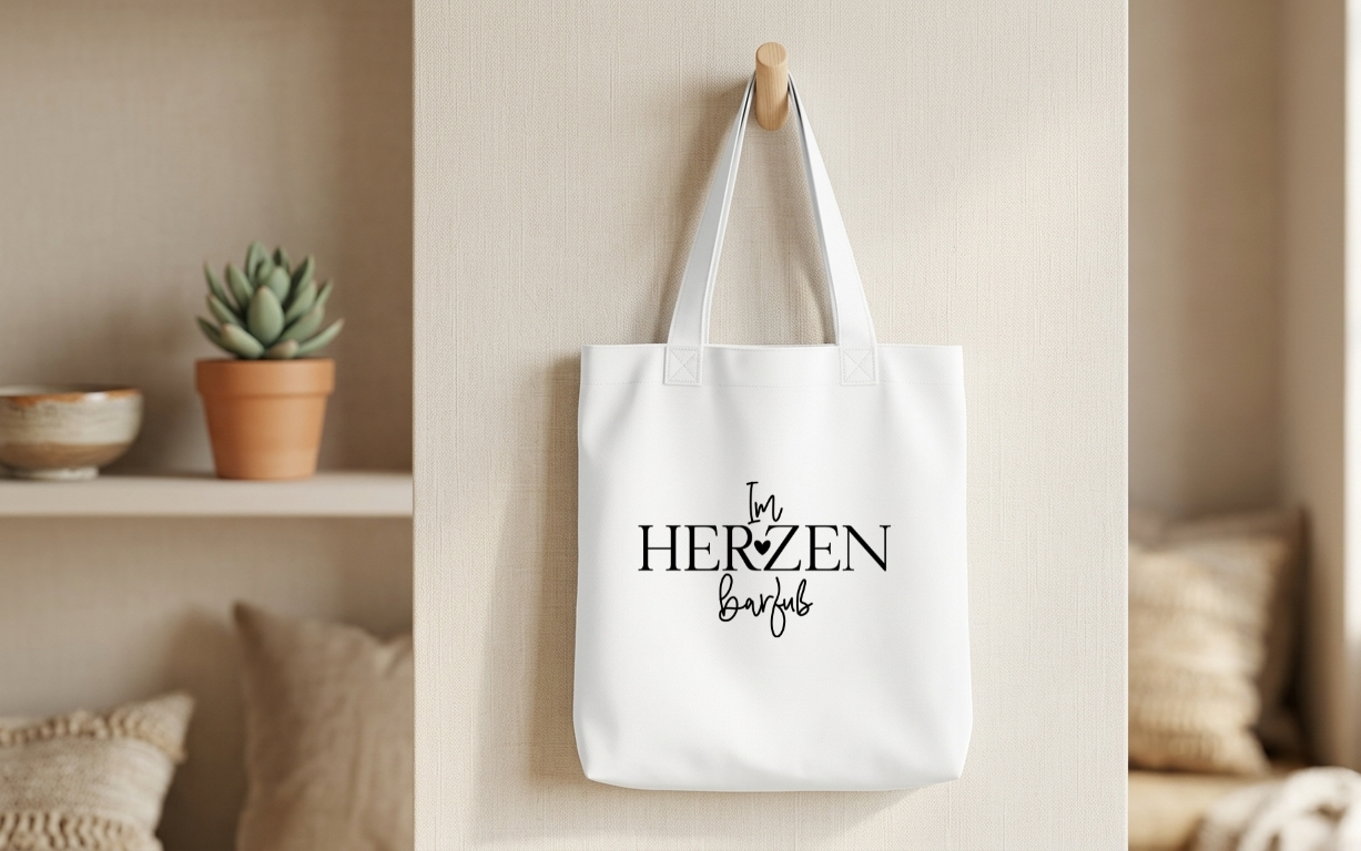 Polyester Tasche Im Herzen Barfuß Strand Eule Einkaufstasche Sommer Beutel Geschenk Idee