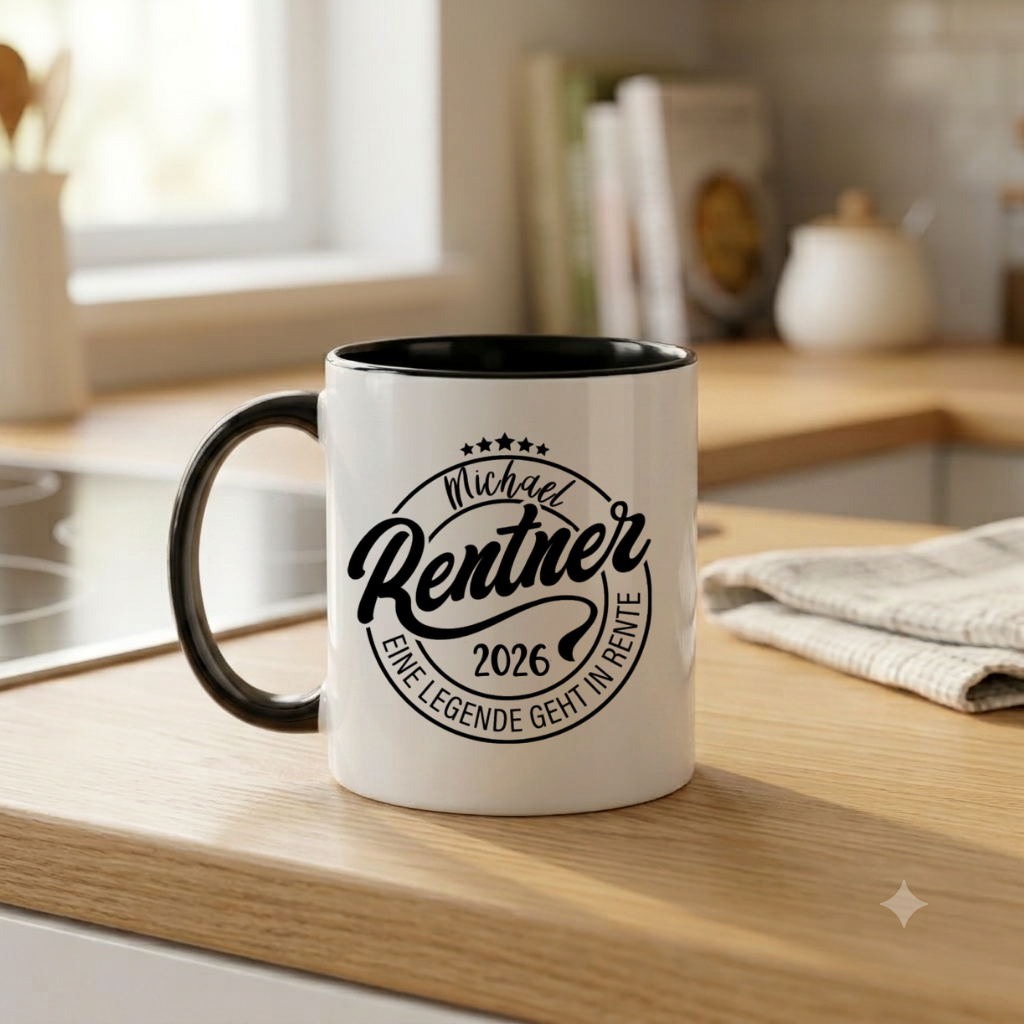 Tasse Rentner 2026 Geschenk Ruhestand Personalisiert Name Kaffeetasse Rente Abschied Kollege Keramiktasse Spruch Geschenkidee Pensionierung