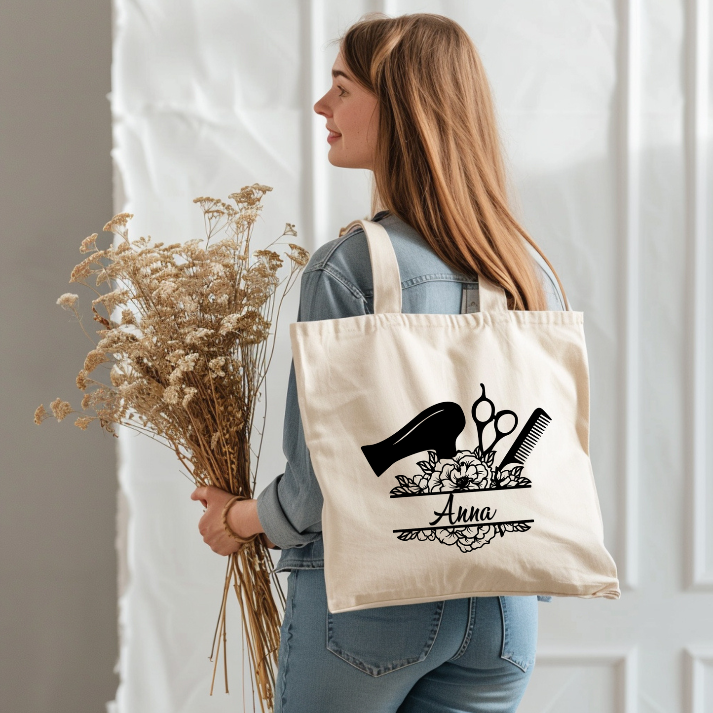 Friseur Tasche personalisiert Name, Baumwolltasche Friseurin Geschenk, Jutebeutel Friseurmeister, Friseur Danke Geschenk, Friseurin Geschenk