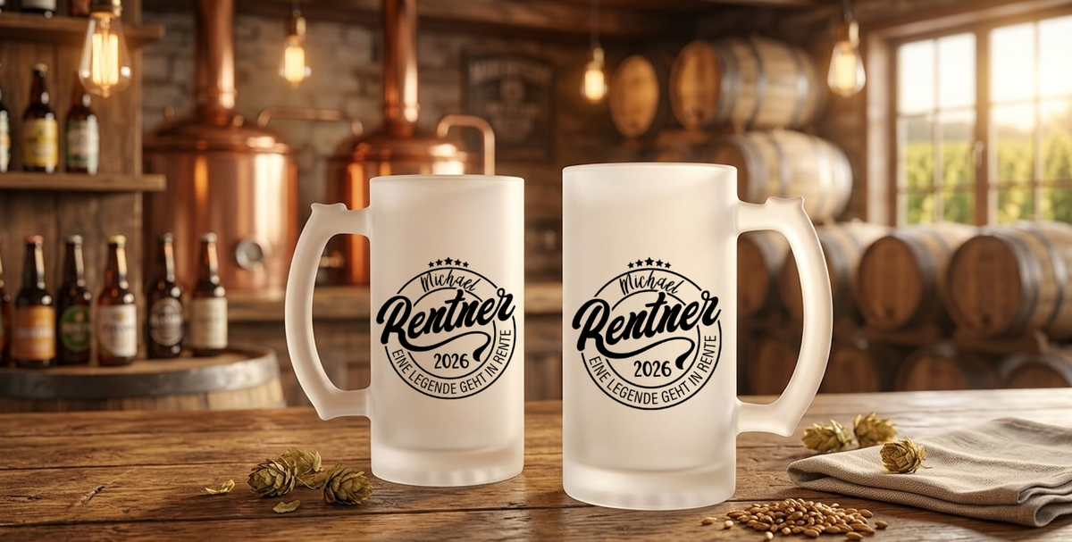 Bierglas Rente personalisiert Bierkrug Geschenk Rentenbeginn Eine Legende geht in Rente Glaskrug Kollege Abschied Ruhestand Männergeschenk