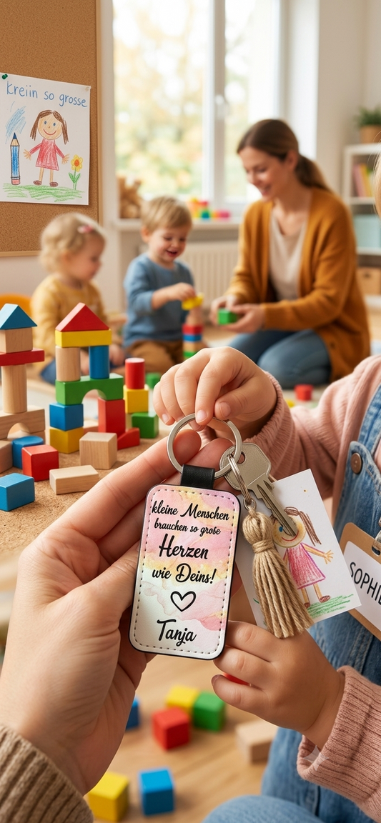 Schlüsselanhänger Erzieherin Abschied Danke, Kindergarten, Schulanfang, Namens-Schlüsselanhänger, personalisiert, Rucksackanhänger, Abschied