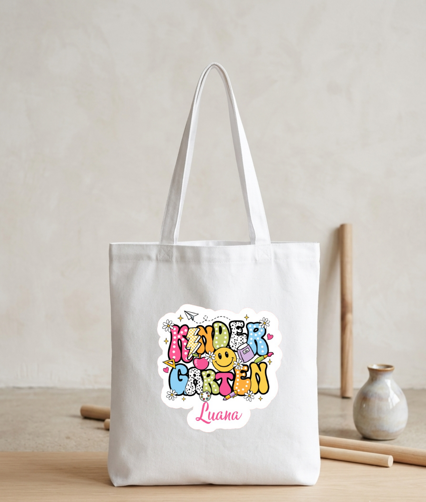 Kindergartentasche personalisiert Name, Stoffbeutel Kindergarten Motiv, Jutebeutel Kita Baumwolltasche, Geschenk Kindergartenstart, Kita