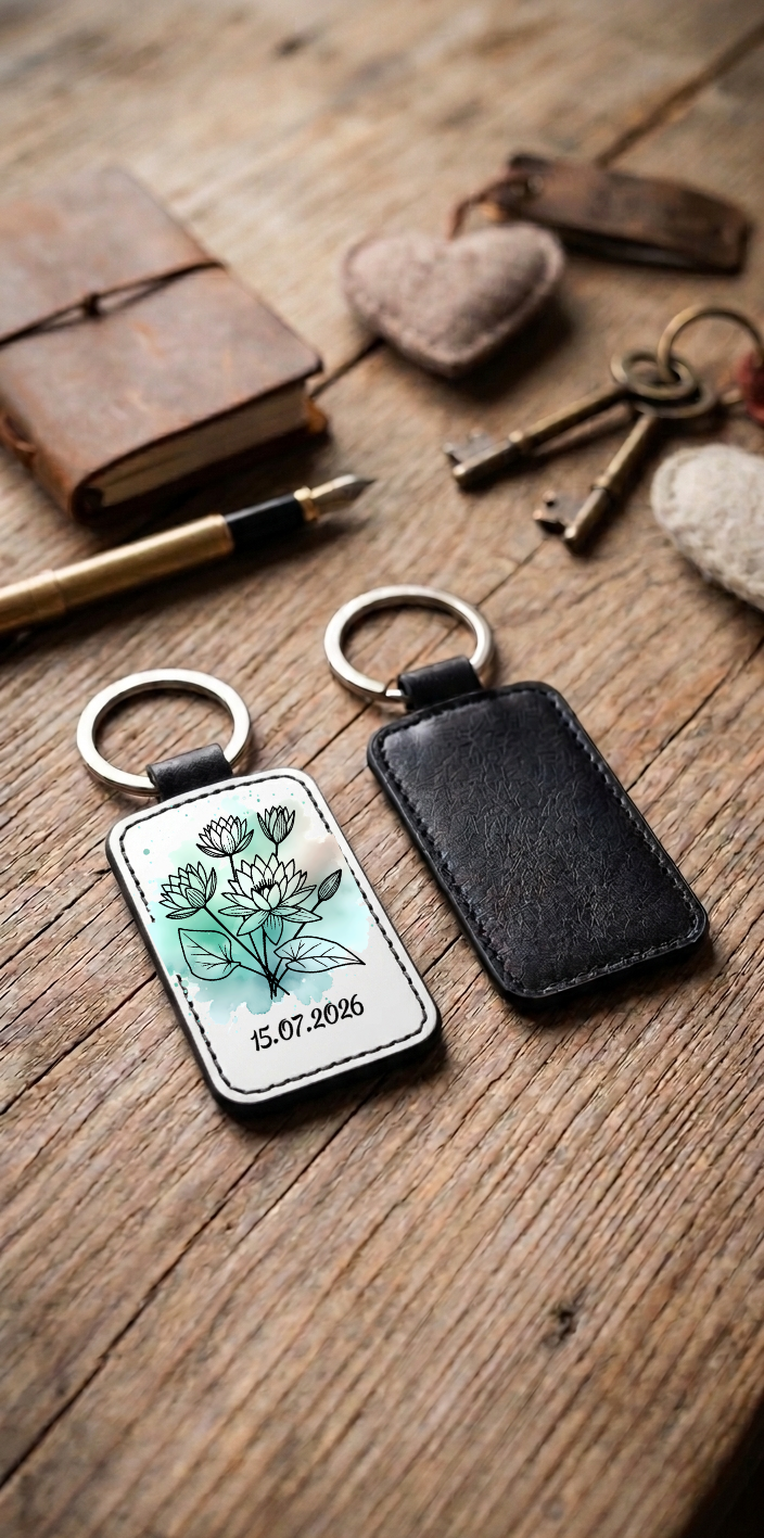 Geburtsblume Schlüsselanhänger Personalisierbar Geschenk mit Name Datum