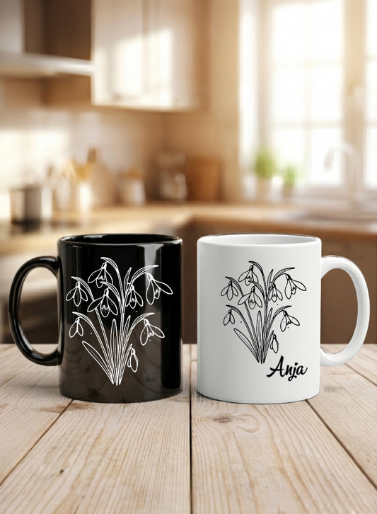 Geburtsblumen Tasse Personalisiert Geschenk Keramiktasse Blumen