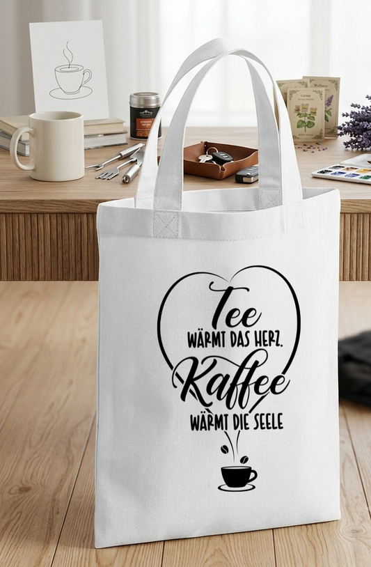 Kleine Geschenktasche Kaffee, Mini Baumwolltasche lustig, Mitbringsel Kaffeeliebhaber, Kaffeegeschenk Beutel Stoff