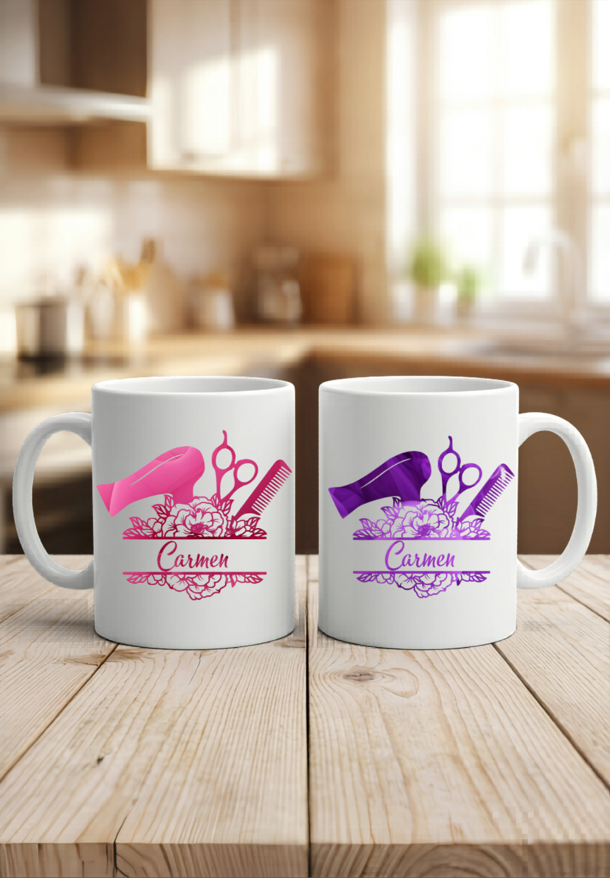 Personalisiert Friseur Tasse mit Name Geschenk Friseurin Friseursalon