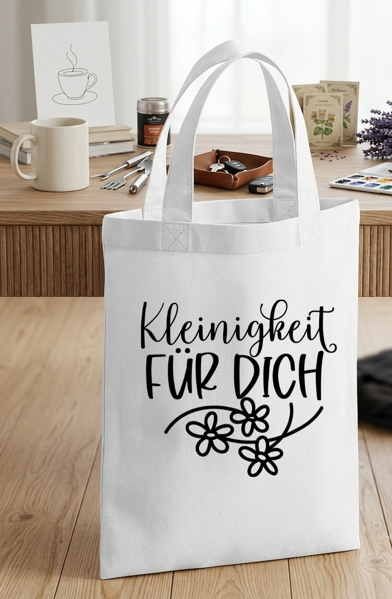 Kleine Geschenktasche Baumwolle, Mini Jutebeutel Danke sagen, Mitbringsel Verpackung Kleinigkeit für dich, Stoffbeutel Gastgeschenk weiß