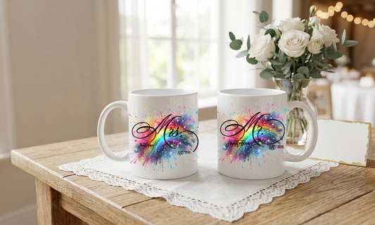 Tasse Hochzeit Bunt Personalisiert Special Color Edition Geschenk Mr Mrs Name Hochzeitsdatum Kaffeetasse Partner Pärchen Geschenkidee