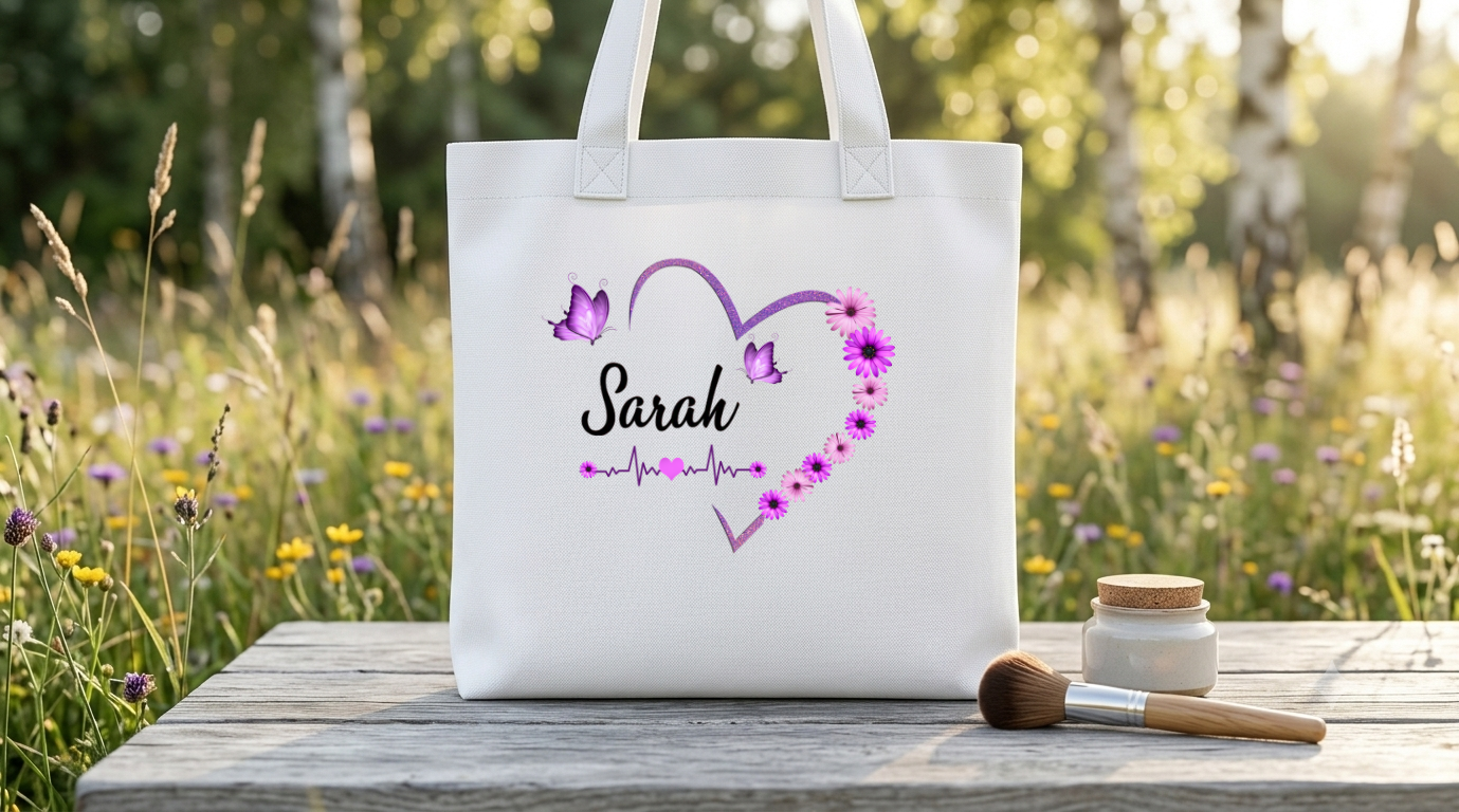 Einkaufstasche Personalisiert Name Herz Schmetterling Geschenk Frau