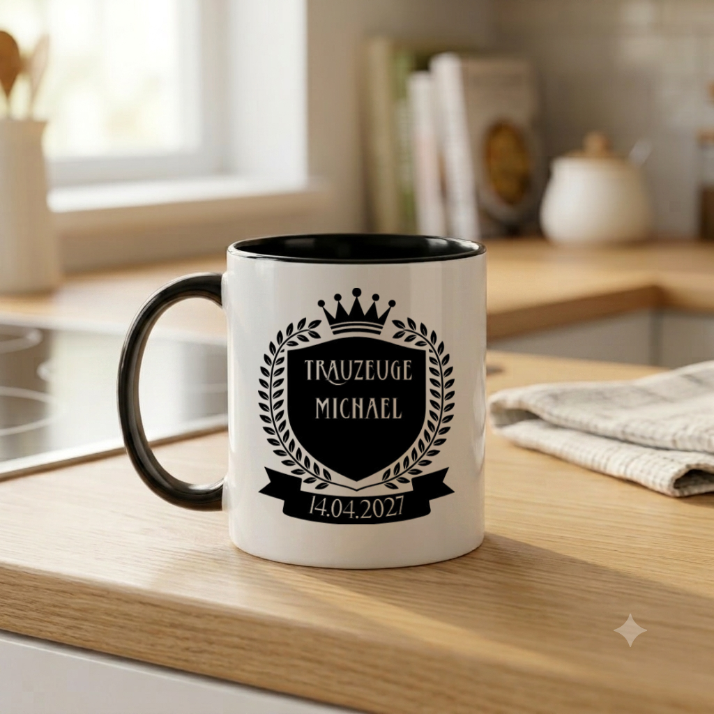 Trauzeuge Tasse Personalisiert Name Datum Geschenk Hochzeit Trauzeugen Frage Wappen Kaffeetasse Keramik Männer Bester Freund Deko Schwarz