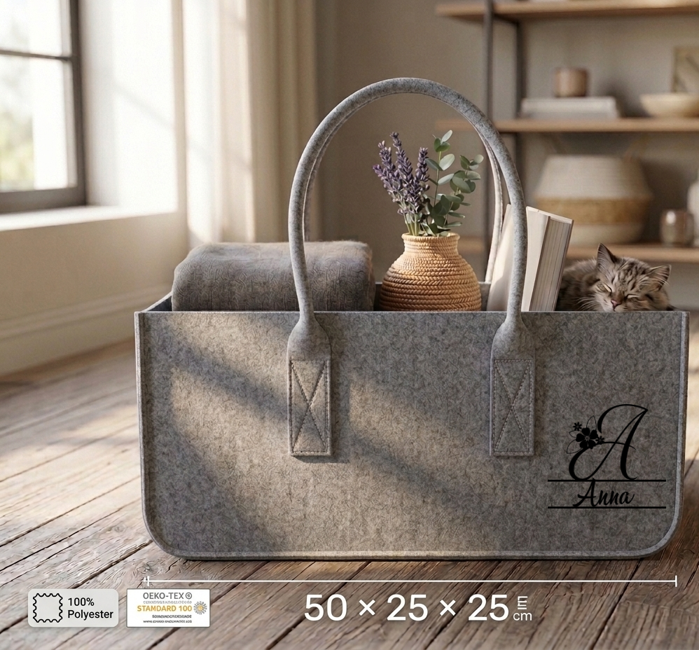 Filztasche personalisiert Name Buchstabe, Einkaufskorb Buchstabe A-Z Namen, Einkaufskorb groß mit Henkel, Aufbewahrungstasche Monogramm