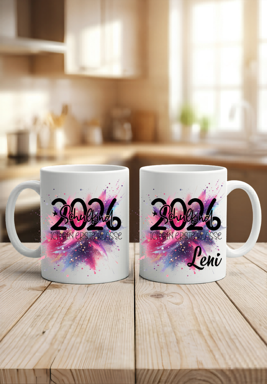Personalisierte Tasse Schulkind 2026, Geschenkidee Einschulung Junge Mädchen, Becher mit Namen Schultüte, Kita Abschied Keramik