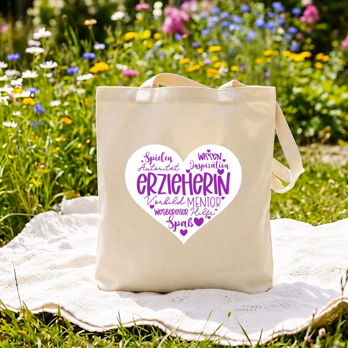 Erzieherin Geschenk Danke, Baumwolltasche Abschied Kindergarten, Jutebeutel Lieblingserzieherin, Stofftasche Danke sagen natur