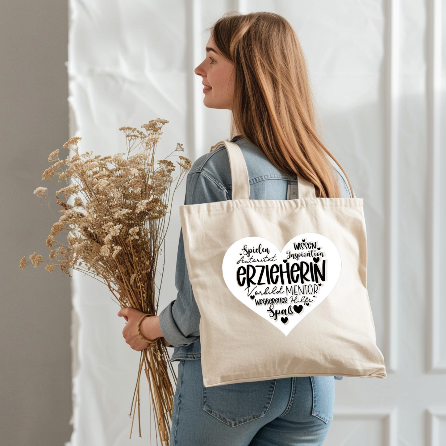 Erzieherin Geschenk Danke, Baumwolltasche Abschied Kindergarten, Jutebeutel Lieblingserzieherin, Stofftasche Danke sagen natur