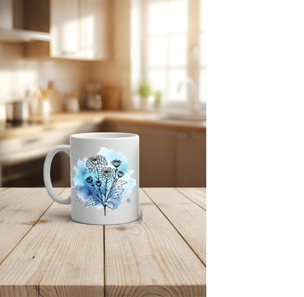 Geburtsblumen Tasse Color Personalisierte Geschenkidee Keramiktasse Blume