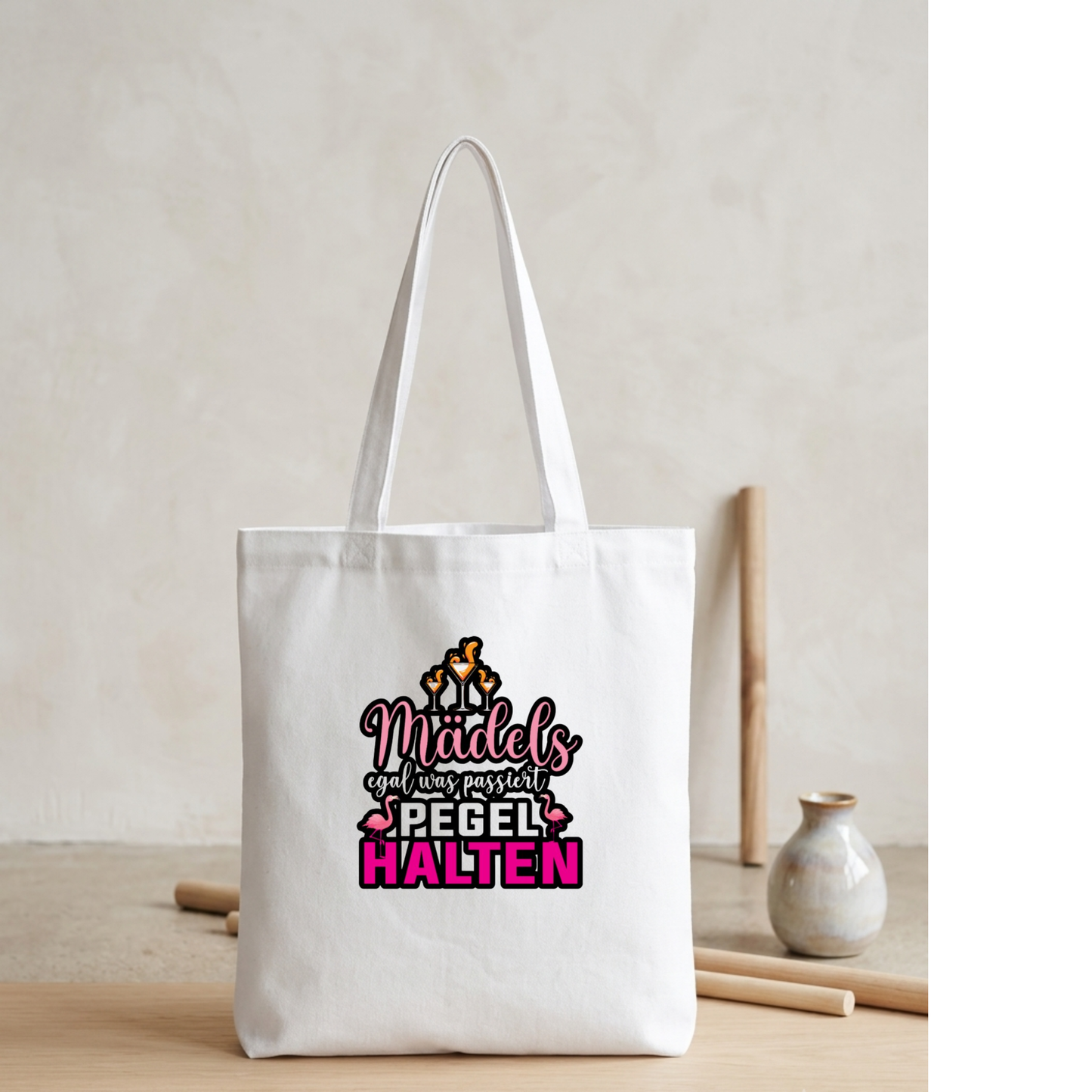 Mädels Pegel halten Stofftasche, Jutebeutel Mädelsurlaub Lustig, Baumwolltasche JGA Team Braut, Mallorca Strandtasche Geschenk