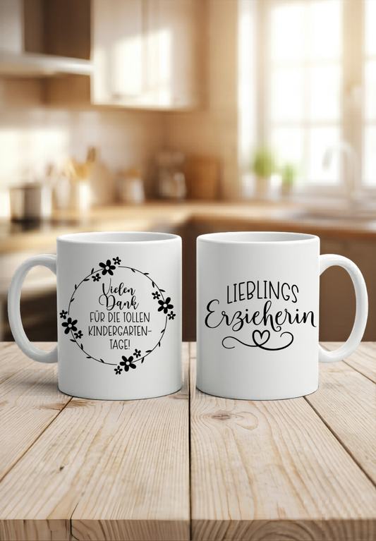 Lieblingserzieherin Tasse personalisiert, Abschiedsgeschenk Kindergarten, Danke Erzieherin Geschenk, Kaffeetasse Name, Kita Abschied