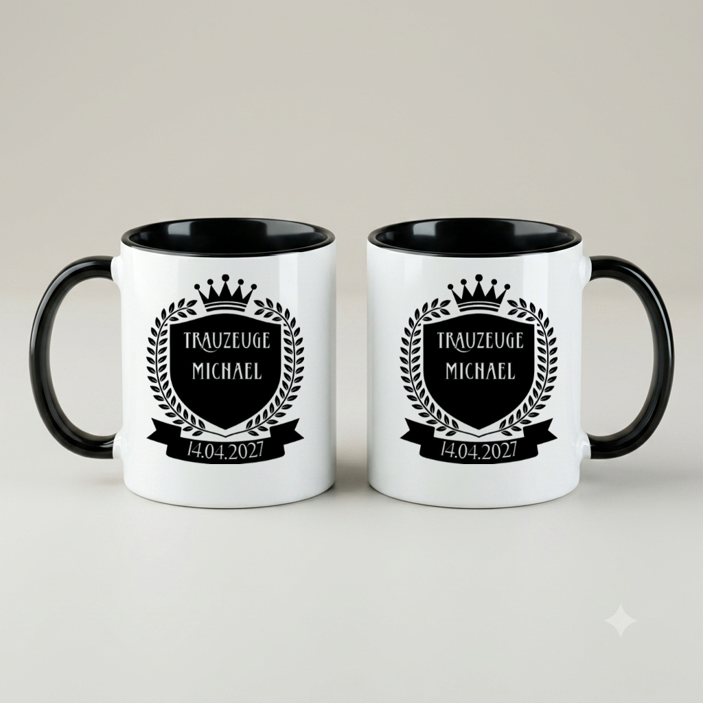 Trauzeuge Tasse Personalisiert Name Datum Geschenk Hochzeit Trauzeugen Frage Wappen Kaffeetasse Keramik Männer Bester Freund Deko Schwarz