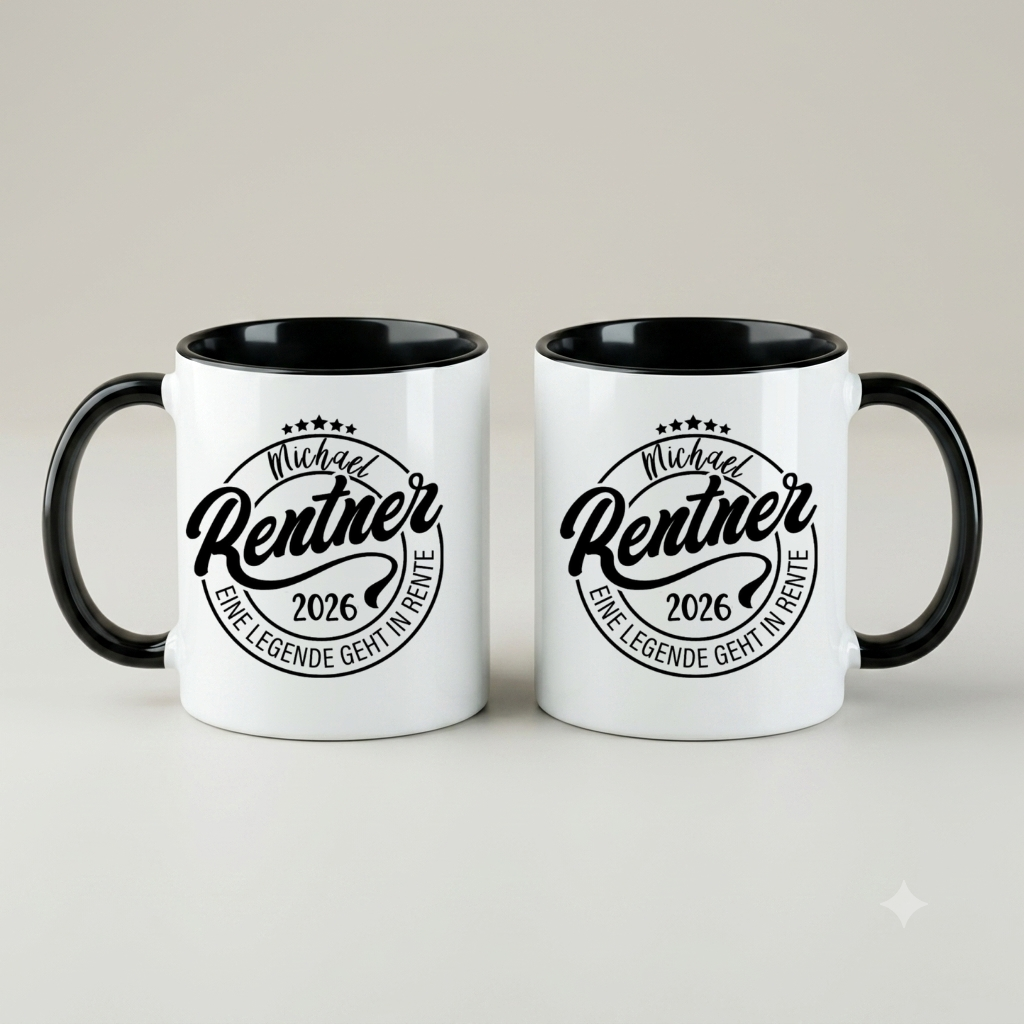 Tasse Rentner 2026 Geschenk Ruhestand Personalisiert Name Kaffeetasse Rente Abschied Kollege Keramiktasse Spruch Geschenkidee Pensionierung