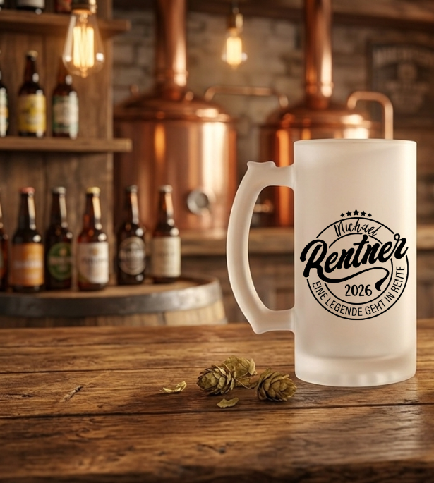 Bierglas Rente personalisiert Bierkrug Geschenk Rentenbeginn Eine Legende geht in Rente Glaskrug Kollege Abschied Ruhestand Männergeschenk