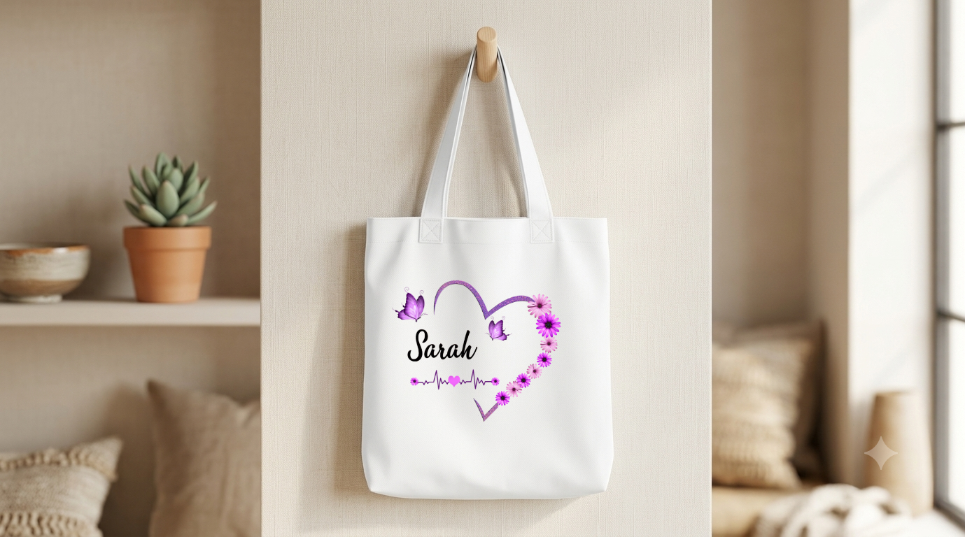 Einkaufstasche Personalisiert Name Herz Schmetterling Geschenk Frau